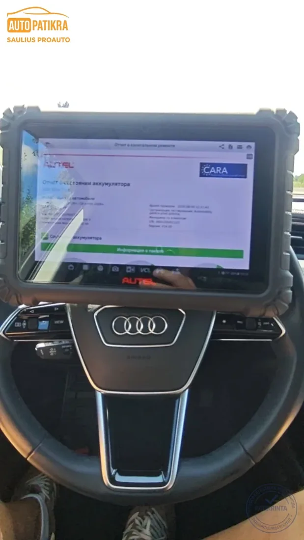 Audi e-tron aukštos įtampos baterijos CARA testas